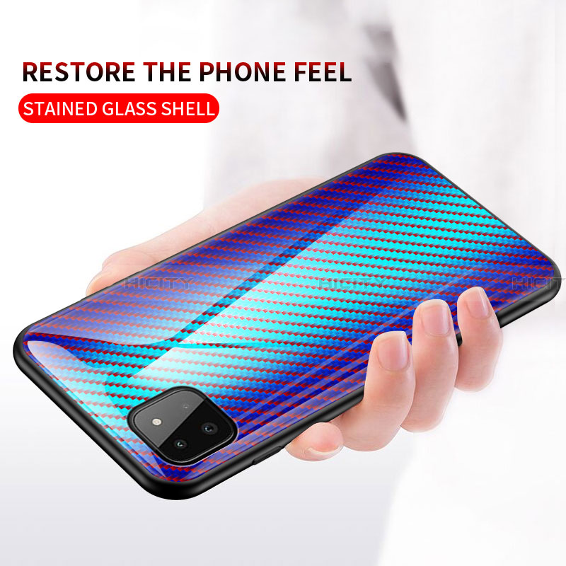 Samsung Galaxy A22 5G用ハイブリットバンパーケース プラスチック 鏡面 虹 グラデーション 勾配色 カバー LS2 サムスン 