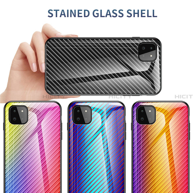 Samsung Galaxy A22 5G用ハイブリットバンパーケース プラスチック 鏡面 虹 グラデーション 勾配色 カバー LS2 サムスン 