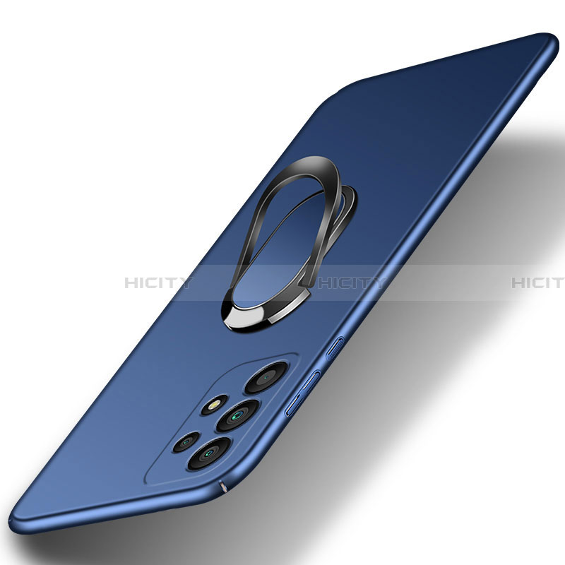 Samsung Galaxy A23 4G用ハードケース プラスチック 質感もマット アンド指輪 マグネット式 A01 サムスン ネイビー