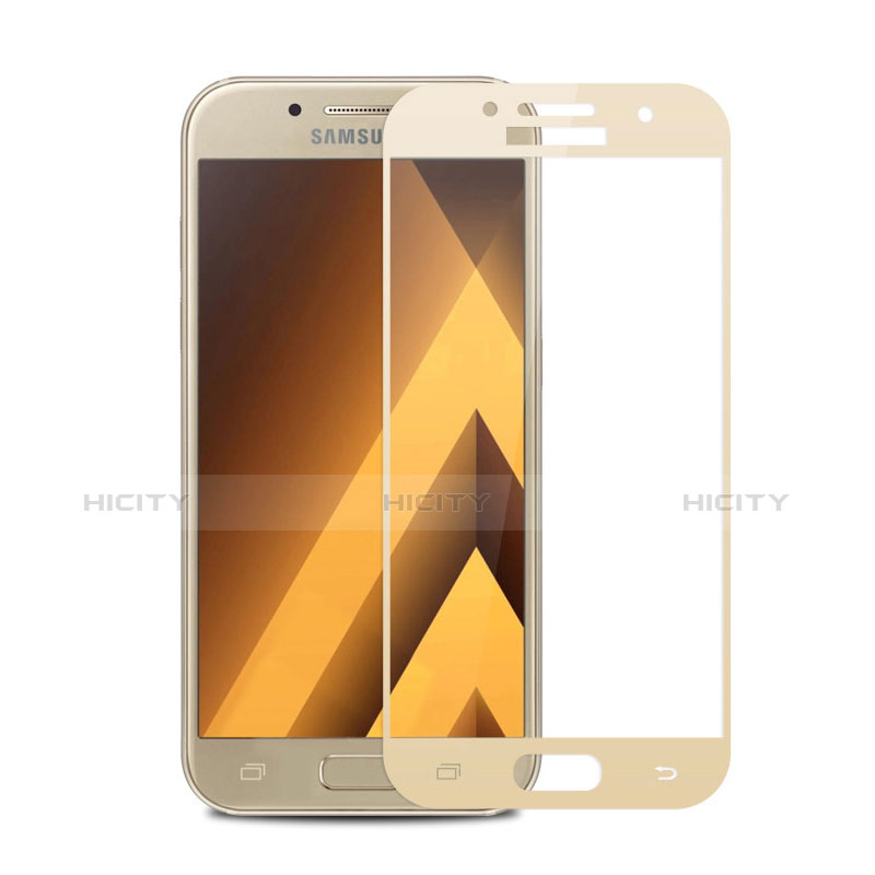 Samsung Galaxy A3 (2017) SM-A320F用強化ガラス フル液晶保護フィルム F05 サムスン ゴールド