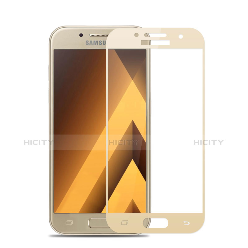 Samsung Galaxy A3 (2017) SM-A320F用強化ガラス フル液晶保護フィルム F06 サムスン ゴールド