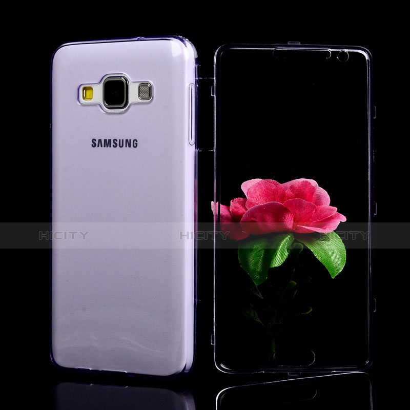 Samsung Galaxy A3 Duos SM-A300F用ソフトケース フルカバー クリア透明 サムスン パープル