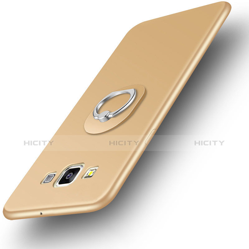 Samsung Galaxy A3 Duos SM-A300F用極薄ソフトケース シリコンケース 耐衝撃 全面保護 アンド指輪 バンパー サムスン ゴールド