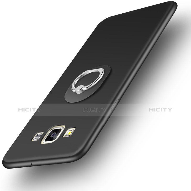 Samsung Galaxy A3 Duos SM-A300F用極薄ソフトケース シリコンケース 耐衝撃 全面保護 アンド指輪 バンパー サムスン ブラック
