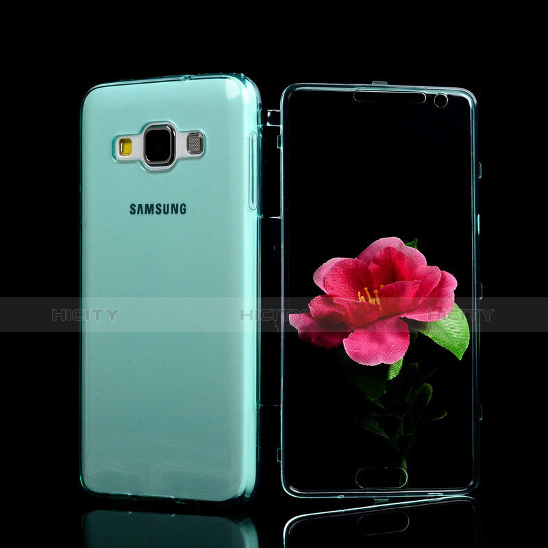 Samsung Galaxy A3 SM-300F用ソフトケース フルカバー クリア透明 サムスン ネイビー