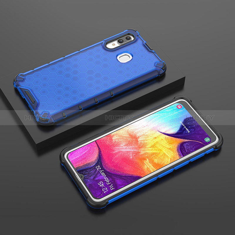 Samsung Galaxy A30用360度 フルカバー ハイブリットバンパーケース クリア透明 プラスチック カバー AM2 サムスン ネイビー