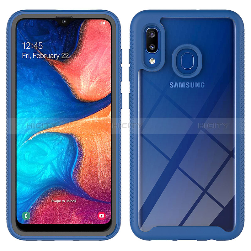 Samsung Galaxy A30用360度 フルカバー ハイブリットバンパーケース クリア透明 プラスチック カバー ZJ1 サムスン ネイビー