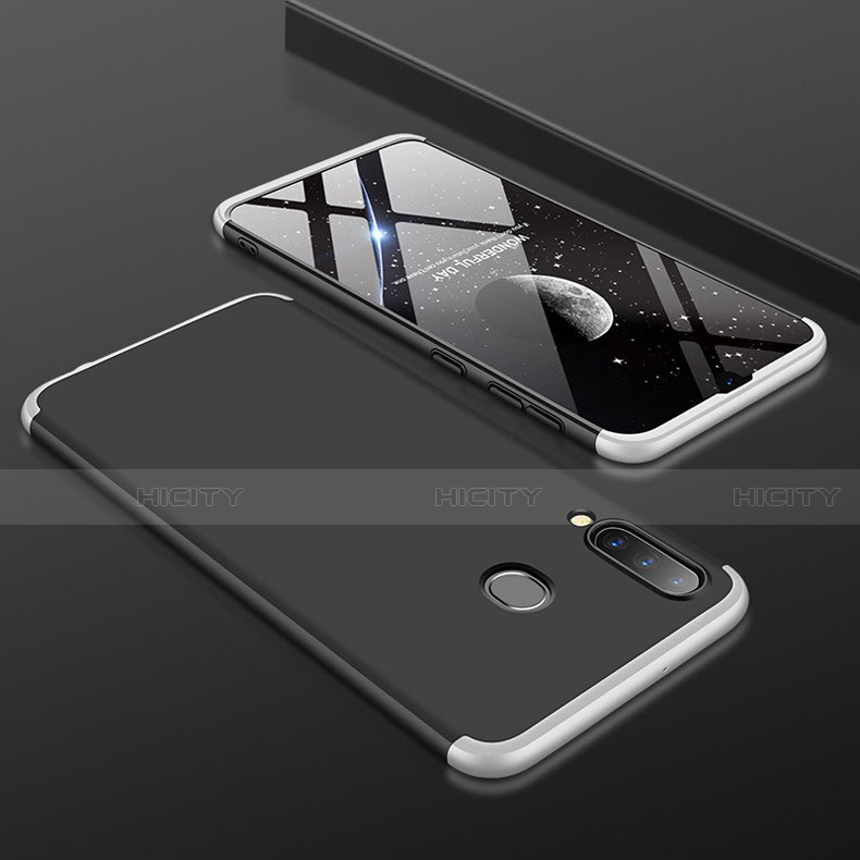 Samsung Galaxy A30用ハードケース プラスチック 質感もマット 前面と背面 360度 フルカバー サムスン シルバー・ブラック