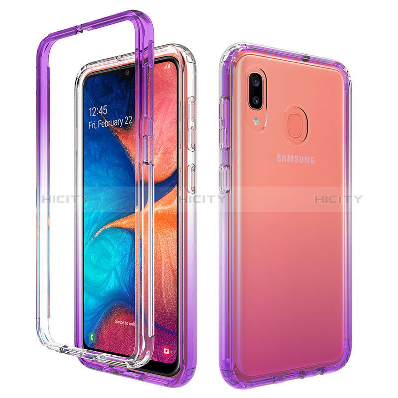 Samsung Galaxy A30用前面と背面 360度 フルカバー 極薄ソフトケース シリコンケース 耐衝撃 全面保護 バンパー 勾配色 透明 サムスン 