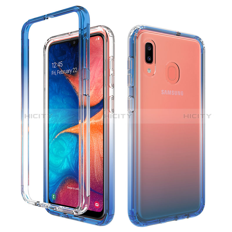 Samsung Galaxy A30用前面と背面 360度 フルカバー 極薄ソフトケース シリコンケース 耐衝撃 全面保護 バンパー 勾配色 透明 サムスン 