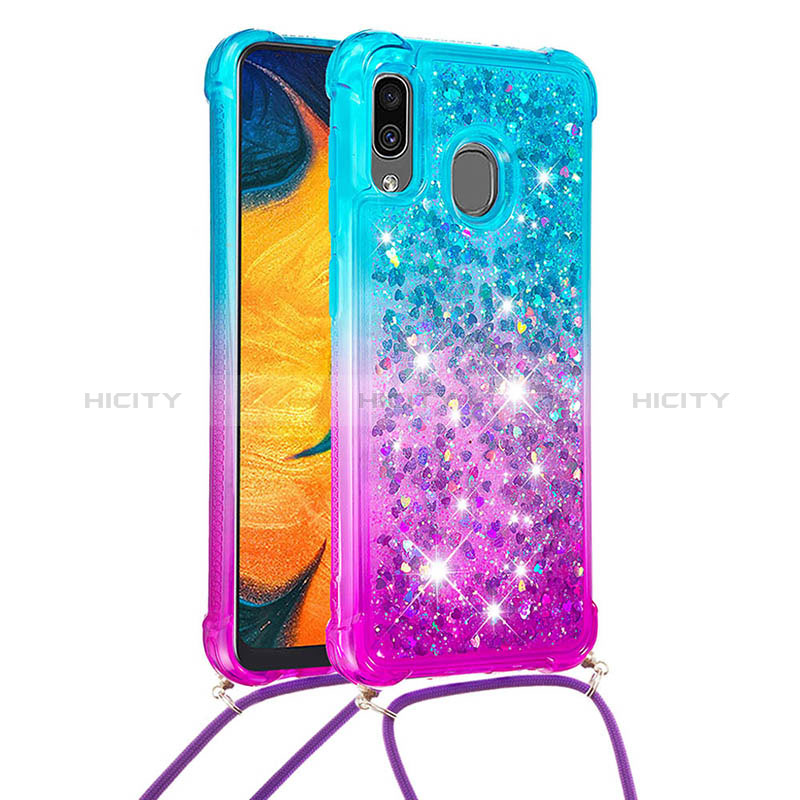 Samsung Galaxy A30用シリコンケース ソフトタッチラバー ブリンブリン カバー 携帯ストラップ S01 サムスン 