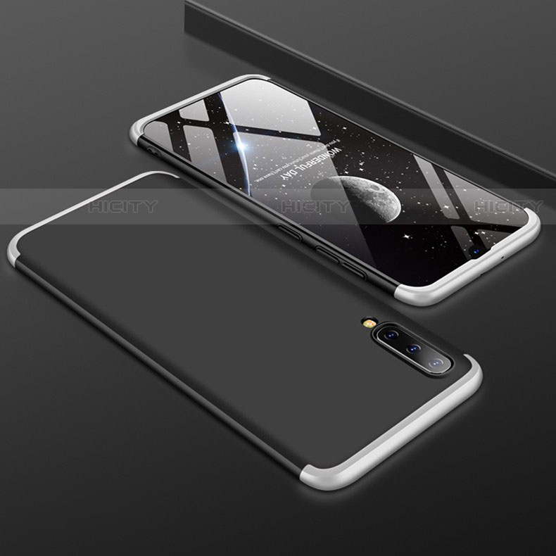 Samsung Galaxy A30S用ハードケース プラスチック 質感もマット 前面と背面 360度 フルカバー サムスン シルバー・ブラック