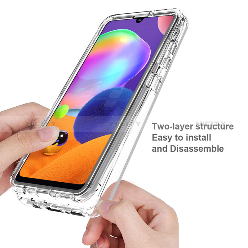 Samsung Galaxy A31用前面と背面 360度 フルカバー 極薄ソフトケース シリコンケース 耐衝撃 全面保護 バンパー 勾配色 透明 サムスン 