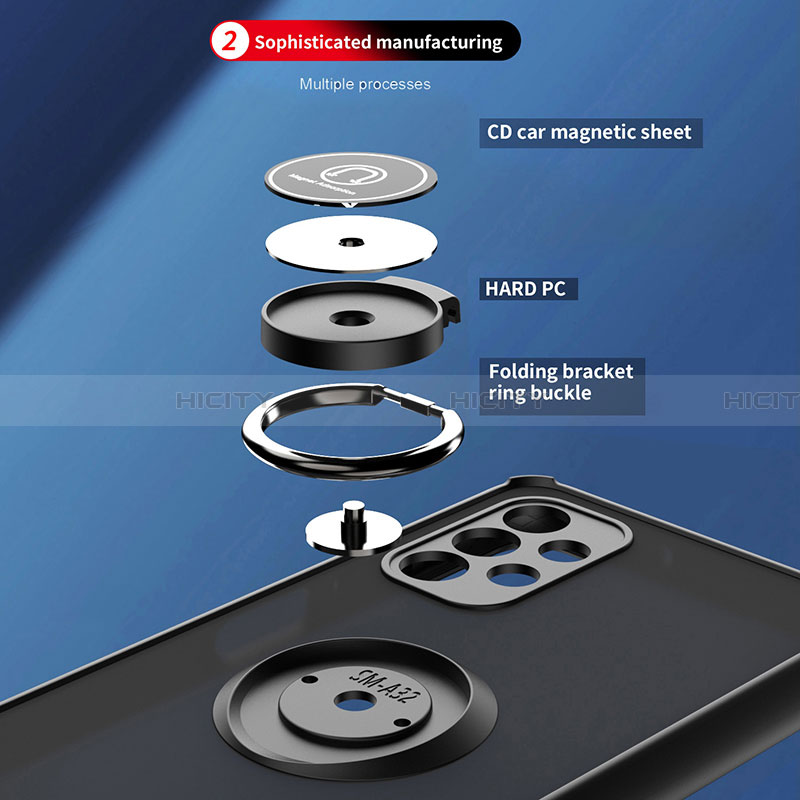 Samsung Galaxy A32 4G用ハイブリットバンパーケース プラスチック アンド指輪 マグネット式 QW2 サムスン 