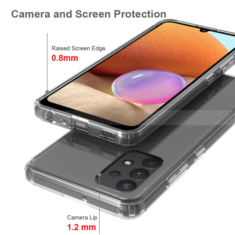 Samsung Galaxy A32 5G用360度 フルカバー ハイブリットバンパーケース クリア透明 プラスチック カバー ZJ5 サムスン 