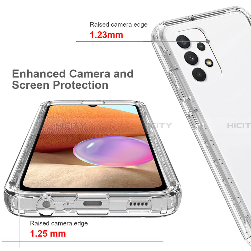 Samsung Galaxy A32 5G用前面と背面 360度 フルカバー 極薄ソフトケース シリコンケース 耐衝撃 全面保護 バンパー 勾配色 透明 サムスン 