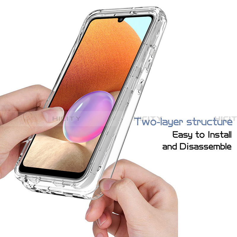 Samsung Galaxy A32 5G用前面と背面 360度 フルカバー 極薄ソフトケース シリコンケース 耐衝撃 全面保護 バンパー 勾配色 透明 サムスン 