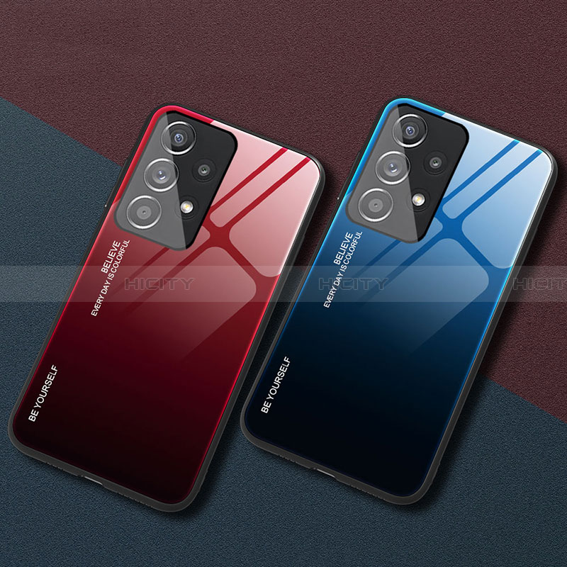 Samsung Galaxy A33 5G用ハイブリットバンパーケース プラスチック 鏡面 虹 グラデーション 勾配色 カバー JD1 サムスン 