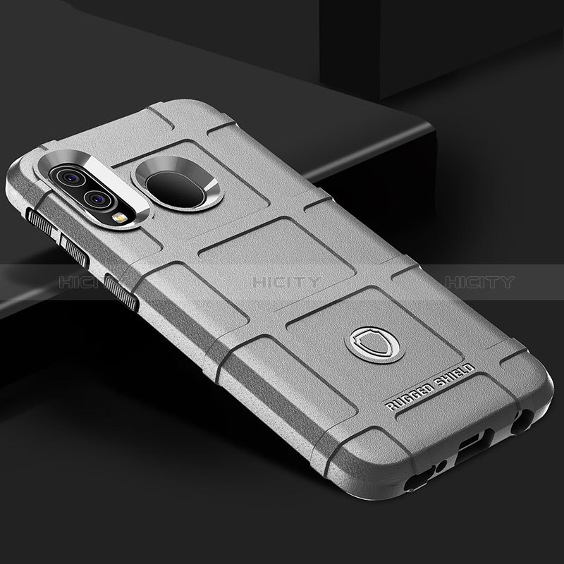 Samsung Galaxy A40用360度 フルカバー極薄ソフトケース シリコンケース 耐衝撃 全面保護 バンパー J02S サムスン グレー