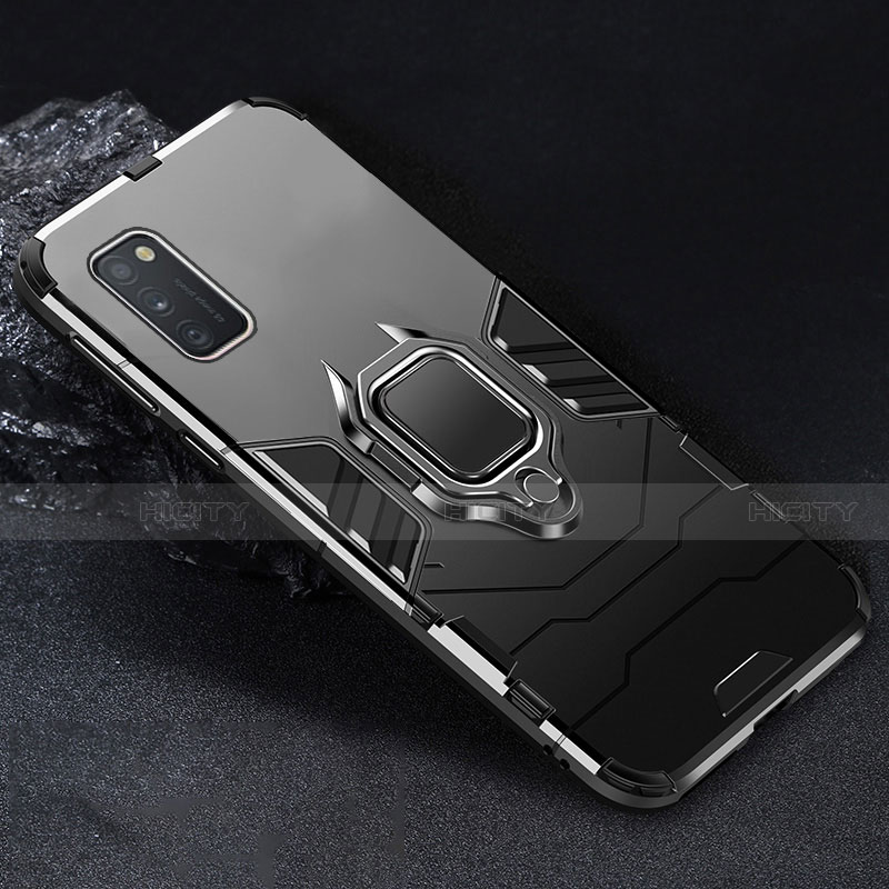 Samsung Galaxy A41用ハイブリットバンパーケース プラスチック アンド指輪 マグネット式 サムスン ブラック