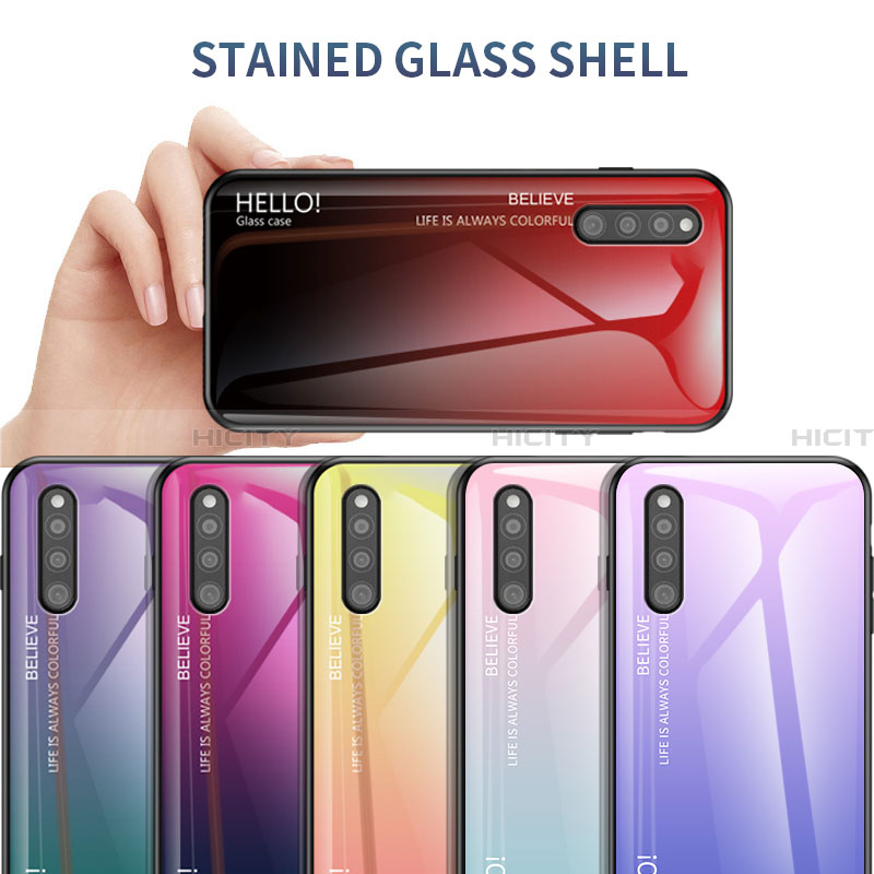 Samsung Galaxy A41 SC-41A用ハイブリットバンパーケース プラスチック 鏡面 虹 グラデーション 勾配色 カバー LS1 サムスン 
