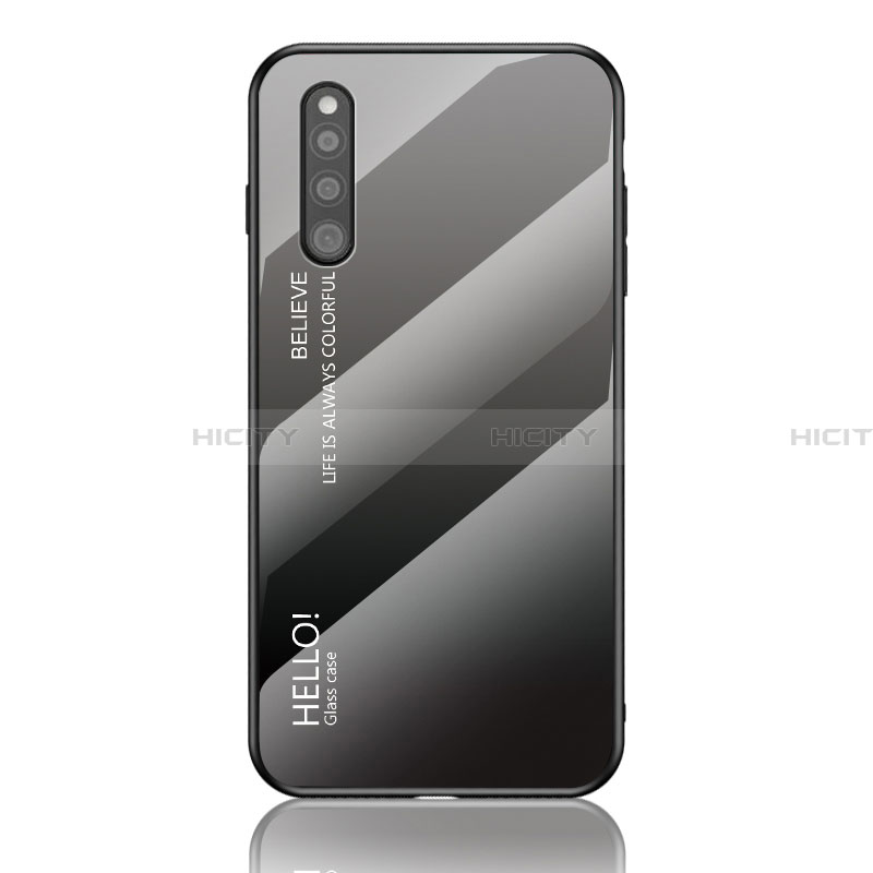 Samsung Galaxy A41 SC-41A用ハイブリットバンパーケース プラスチック 鏡面 虹 グラデーション 勾配色 カバー LS1 サムスン 