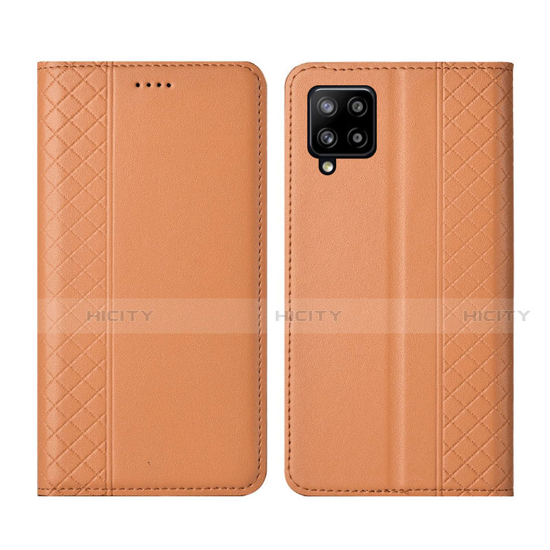 Samsung Galaxy A42 5G用手帳型 レザーケース スタンド カバー サムスン オレンジ