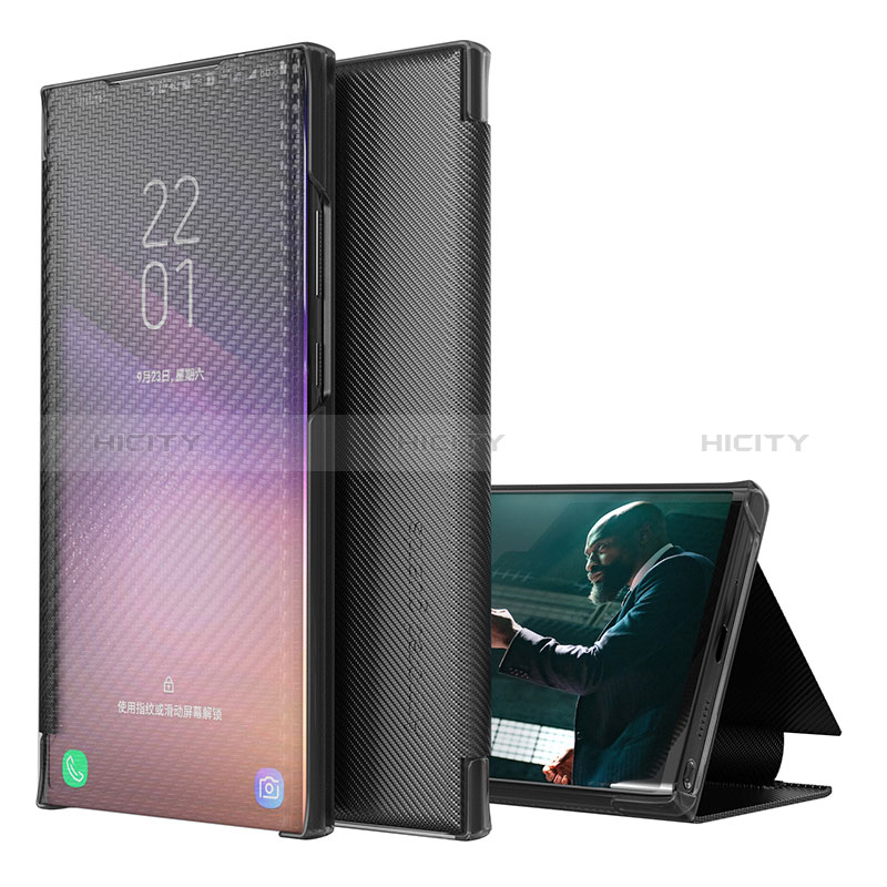 Samsung Galaxy A42 5G用手帳型 レザーケース スタンド カバー ZL1 サムスン ブラック