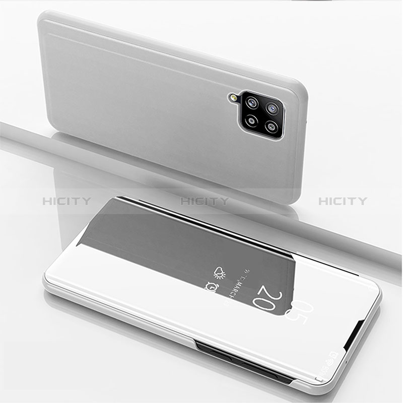Samsung Galaxy A42 5G用手帳型 レザーケース スタンド 鏡面 カバー ZL1 サムスン シルバー