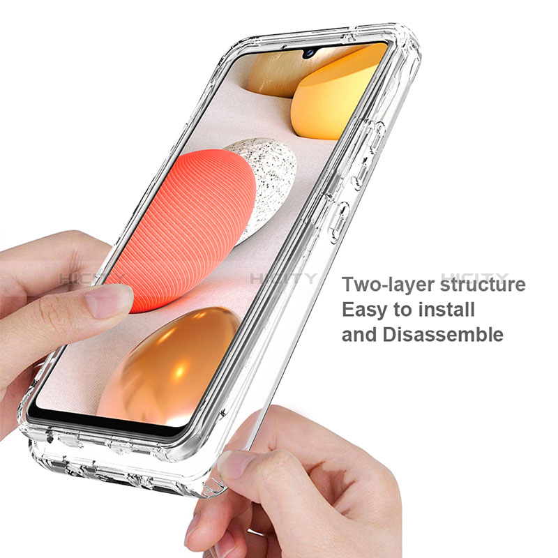 Samsung Galaxy A42 5G用前面と背面 360度 フルカバー 極薄ソフトケース シリコンケース 耐衝撃 全面保護 バンパー 勾配色 透明 サムスン 