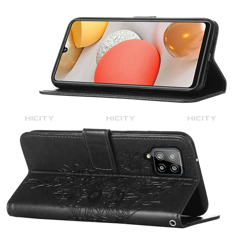 Samsung Galaxy A42 5G用手帳型 レザーケース スタンド バタフライ 蝶 カバー Y01B サムスン 