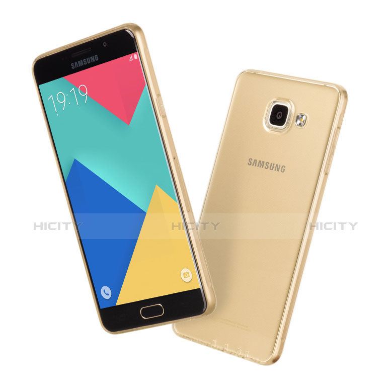 Samsung Galaxy A5 (2016) SM-A510F用極薄ソフトケース シリコンケース 耐衝撃 全面保護 クリア透明 サムスン ゴールド
