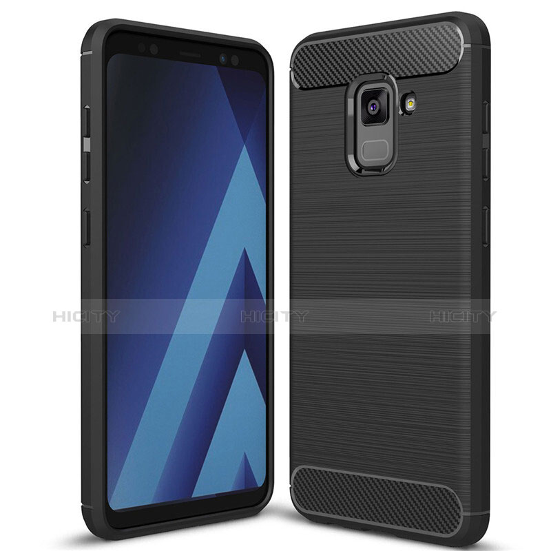 Samsung Galaxy A5 (2018) A530F用シリコンケース ソフトタッチラバー ツイル カバー サムスン ブラック