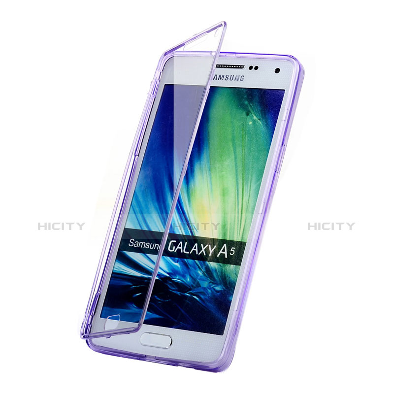 Samsung Galaxy A5 Duos SM-500F用ソフトケース フルカバー クリア透明 サムスン パープル