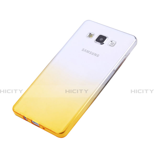 Samsung Galaxy A5 Duos SM-500F用極薄ソフトケース グラデーション 勾配色 クリア透明 サムスン イエロー
