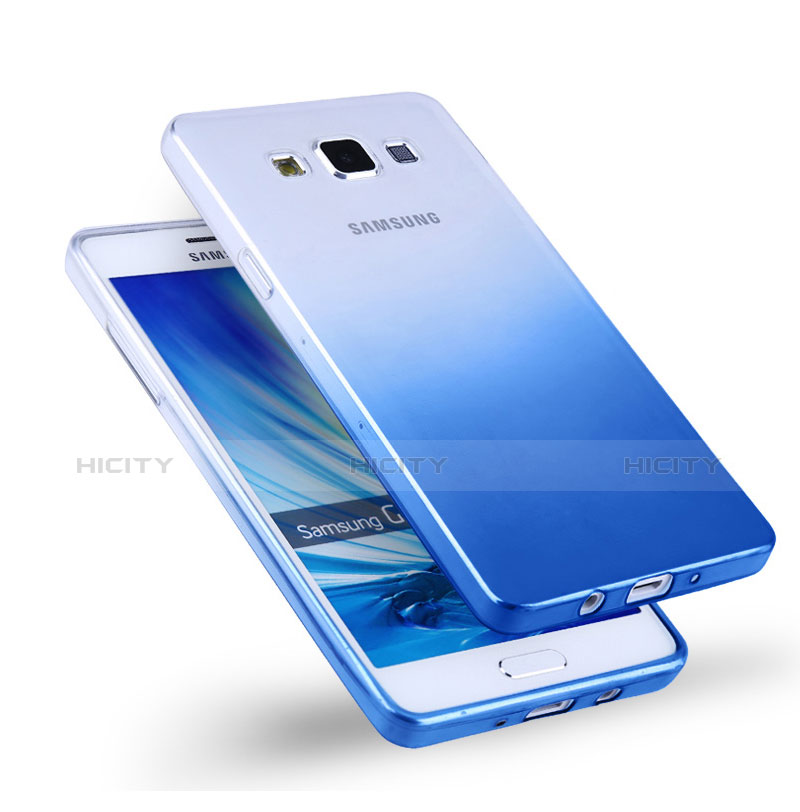 Samsung Galaxy A5 Duos SM-500F用極薄ソフトケース グラデーション 勾配色 クリア透明 サムスン ネイビー