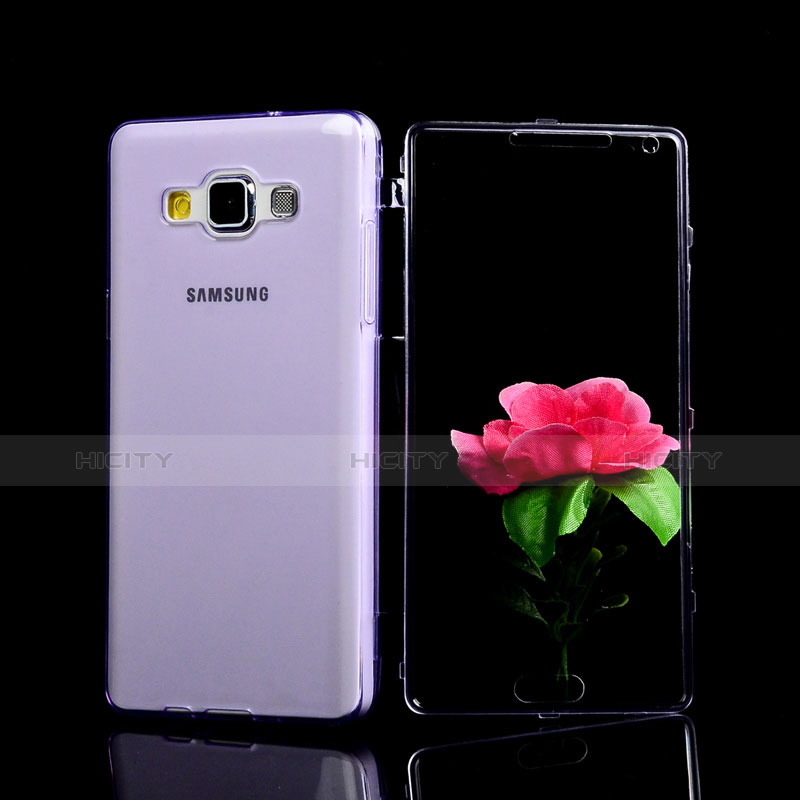 Samsung Galaxy A5 SM-500F用ソフトケース フルカバー クリア透明 サムスン パープル