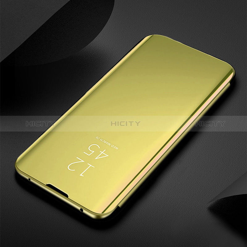Samsung Galaxy A50用手帳型 レザーケース スタンド 鏡面 カバー L01 サムスン ゴールド