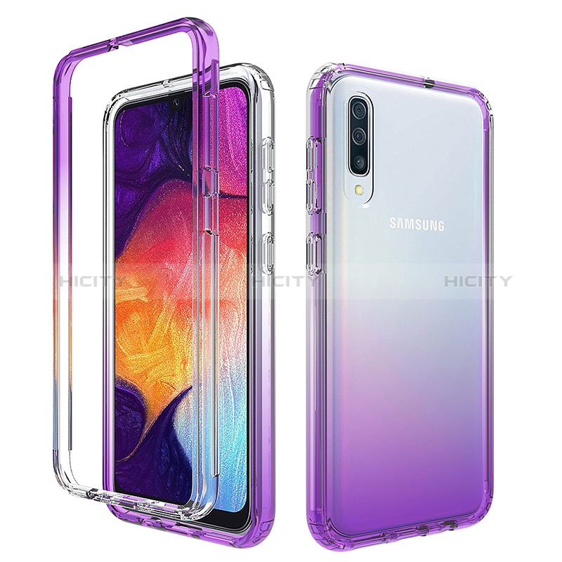 Samsung Galaxy A50用前面と背面 360度 フルカバー 極薄ソフトケース シリコンケース 耐衝撃 全面保護 バンパー 勾配色 透明 サムスン 