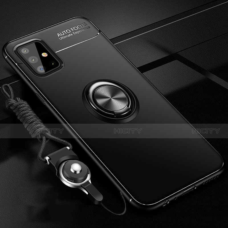 Samsung Galaxy A51 4G用極薄ソフトケース シリコンケース 耐衝撃 全面保護 アンド指輪 マグネット式 バンパー サムスン ブラック