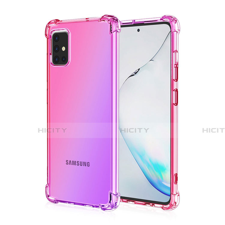 Samsung Galaxy A51 4G用極薄ソフトケース グラデーション 勾配色 クリア透明 サムスン ピンク