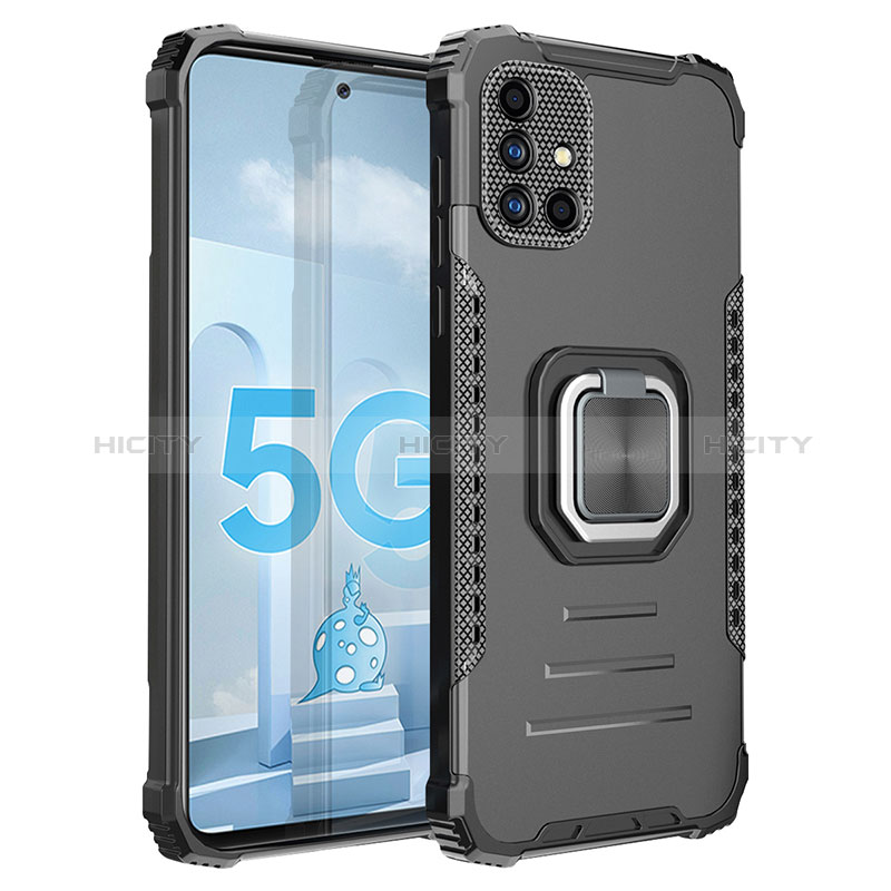 Samsung Galaxy A51 4G用ハイブリットバンパーケース プラスチック アンド指輪 マグネット式 ZJ2 サムスン ブラック
