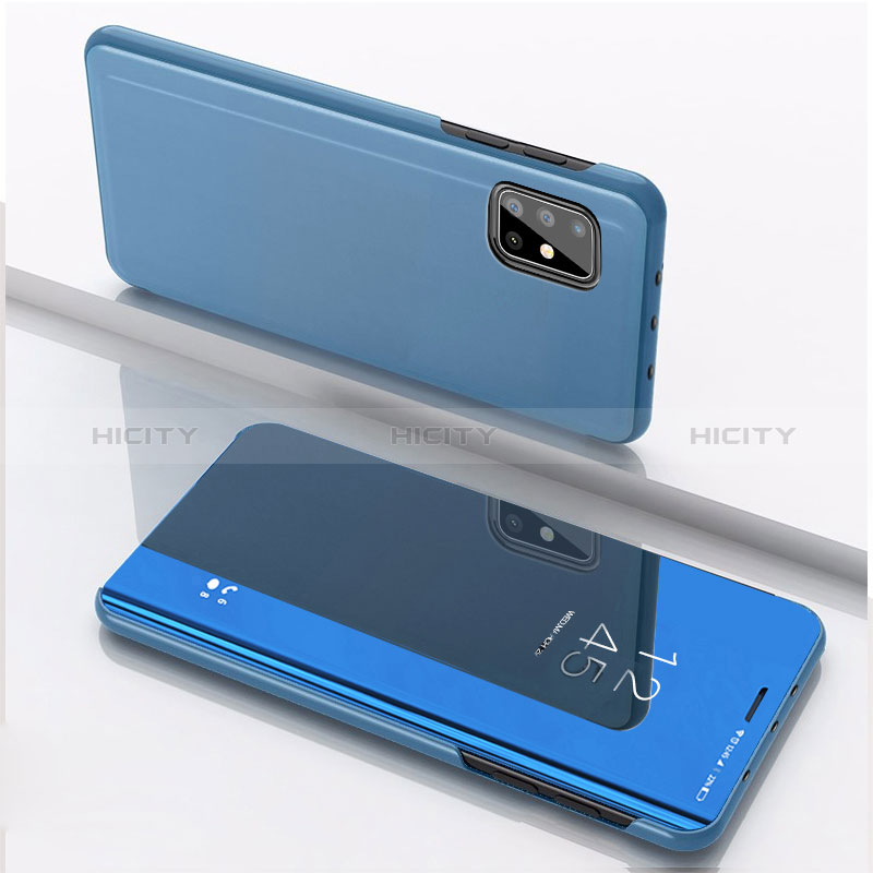 Samsung Galaxy A51 4G用手帳型 レザーケース スタンド 鏡面 カバー ZL1 サムスン ネイビー