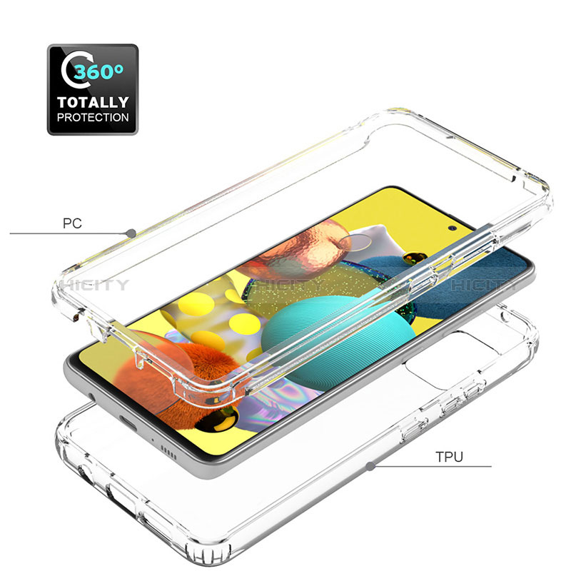 Samsung Galaxy A51 4G用前面と背面 360度 フルカバー 極薄ソフトケース シリコンケース 耐衝撃 全面保護 バンパー 勾配色 透明 サムスン 