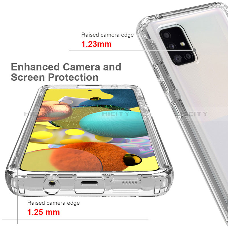 Samsung Galaxy A51 4G用前面と背面 360度 フルカバー 極薄ソフトケース シリコンケース 耐衝撃 全面保護 バンパー 勾配色 透明 サムスン 