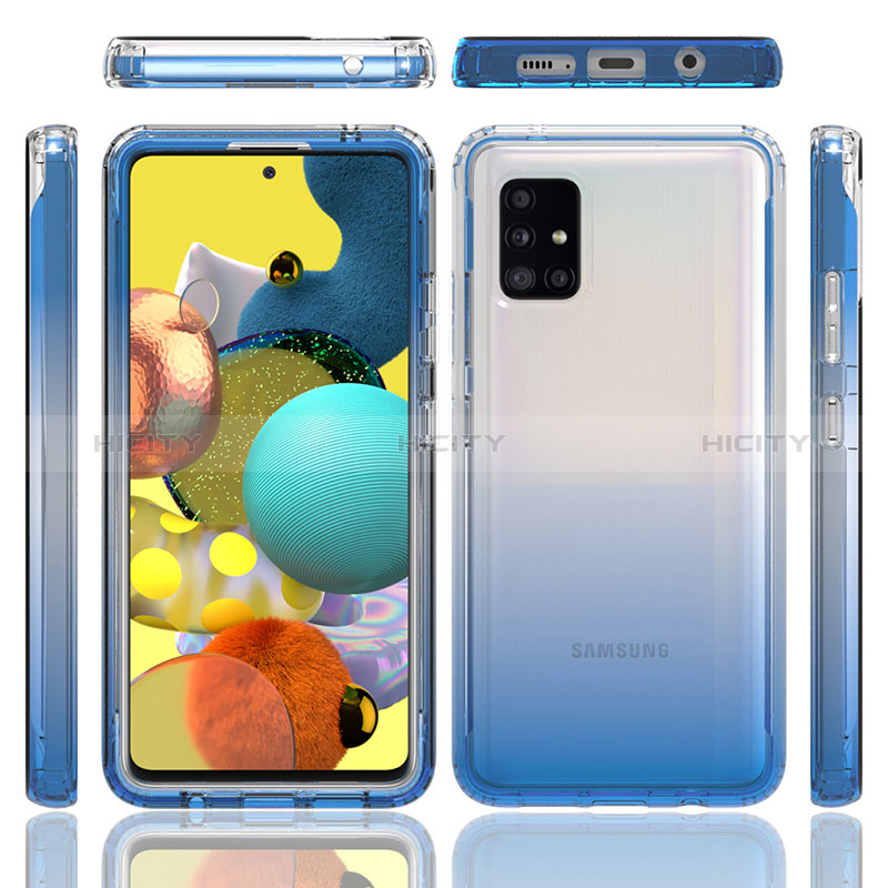 Samsung Galaxy A51 4G用前面と背面 360度 フルカバー 極薄ソフトケース シリコンケース 耐衝撃 全面保護 バンパー 勾配色 透明 JX1 サムスン 