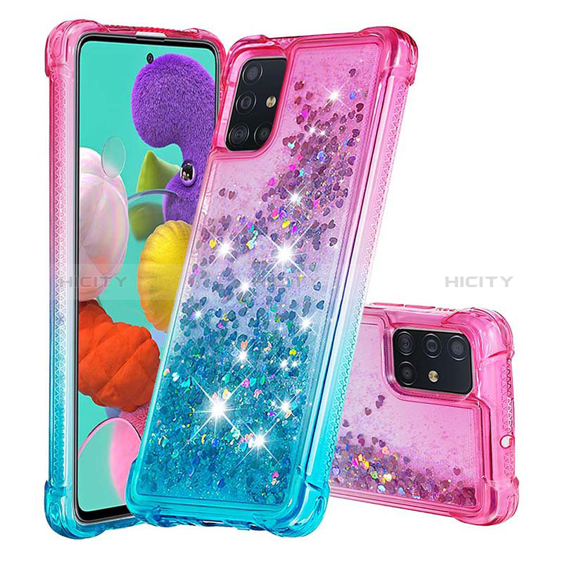 Samsung Galaxy A51 5G用シリコンケース ソフトタッチラバー ブリンブリン カバー S02 サムスン ピンク