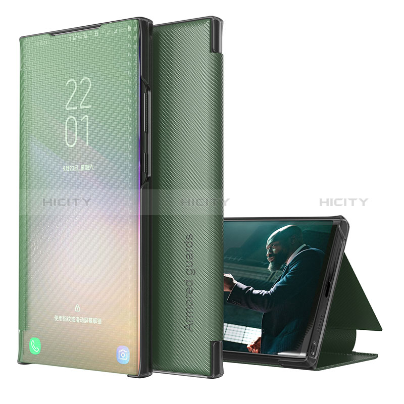 Samsung Galaxy A51 5G用手帳型 レザーケース スタンド カバー ZL1 サムスン グリーン