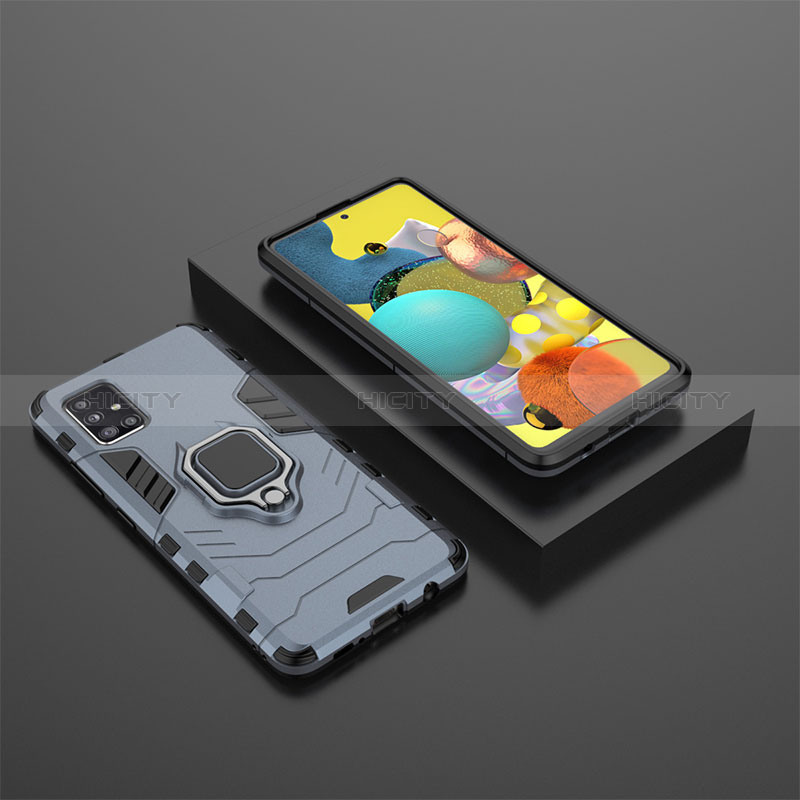 Samsung Galaxy A51 5G用ハイブリットバンパーケース プラスチック アンド指輪 マグネット式 KC1 サムスン ネイビー