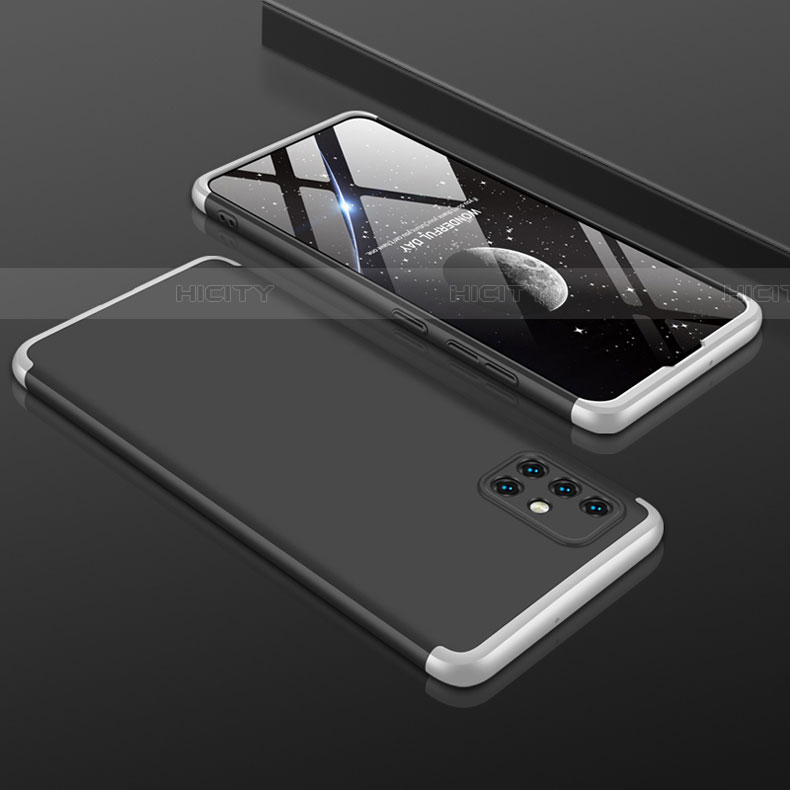 Samsung Galaxy A51 5G用ハードケース プラスチック 質感もマット 前面と背面 360度 フルカバー サムスン シルバー・ブラック